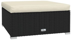 4 pcs conjunto lounge de jardim c/ almofadões vime PE preto