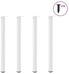 vidaXL Pés de mesa de console 4 peças, branco, 72-74 cm, aço
