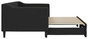 Sofá-cama com gavetão 80x200 cm tecido preto