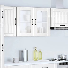 Armário parede de cozinha porta vidro Lucca branco brilhante