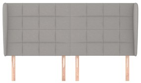 Cabeceira cama c/ abas tecido 203x23x118/128 cm cinzento-claro