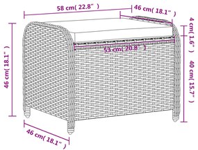 Banco de jardim com almofadão 58x46x46 cm vime PE castanho