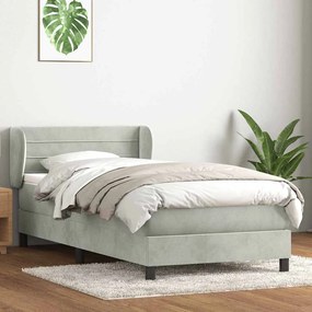 vidaXL Cama com molas/colchão Cinza Claro 90x210 cm veludo
