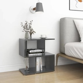 vidaXL Mesas de cabeceira 2 pcs 50x30x51,5cm contrapl. cinza brilhante