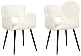 Conjunto de 2 cadeiras de jantar em bouclé branco SANILAC Beliani