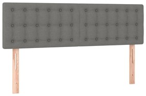 Cabeceira de cama c/luzes LED tecido 144x5x78/88cm cinza-escuro