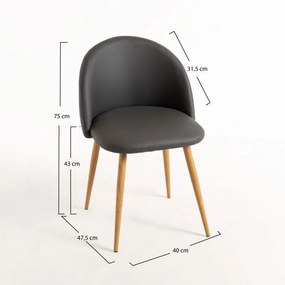 Cadeira Vint Couro Sintético - Cinza