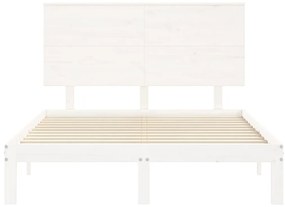 Cama sem colchão 140x200 cm madeira de pinho maciça branco