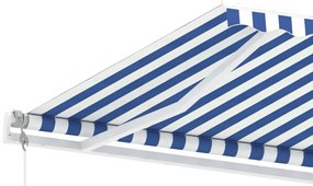 Toldo automático independente 450x350 cm azul e branco