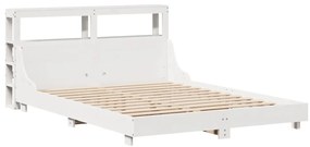 Cama sem colchão 140x190 cm madeira de pinho maciça branco