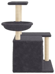 Árvore p/ gatos c/ postes arranhadores sisal 83 cm cinza-escuro