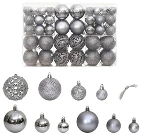 vidaXL Enfeites de Natal 100 pcs 3 / 4 / 6 cm cinzento