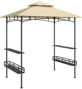 Outsunny Tenda de Churrasco Tenda de Churrasco Pavilhão de Jardim com 2 Prateleiras Cestas de Armazenamento Ganchos para Terraço Bege | Aosom Portugal