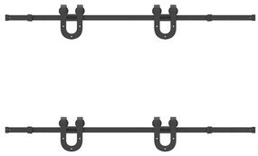 Kit de ferragens para porta deslizante 183 cm aço preto
