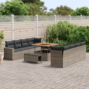 Conjunto de Sofás para Jardim de 11 Peças com Almofadas Cinza Polyratt