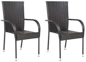 Cadeiras de exterior empilháveis 2 pcs vime PE castanho