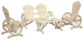 4 pcs conjunto lounge de jardim madeira de abeto maciça