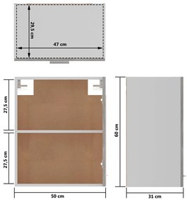 Armário de parede 50x31x60 cm contraplacado cinza cimento