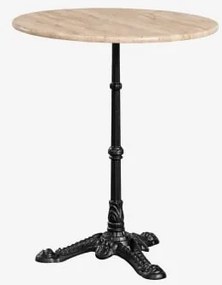 Mesa De Bar Redonda Ø60cm Em Pedra Natural Azteca Travertino - Preto - Sklum