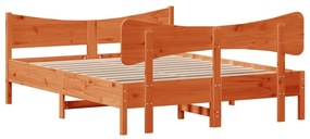 Cama sem colchão 160x200 cm madeira pinho maciço castanho-mel