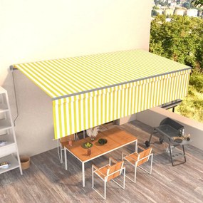 vidaXL Toldo retrátil manual com estore 6x3 m amarelo e branco