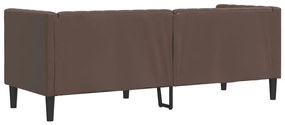 Sofá chesterfield 3 lugares couro artificial castanho