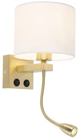 Candeeiro de parede inteligente dourado com abajur branco incl. Wi-Fi A60 - Brescia