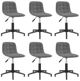 vidaXL Cadeiras de jantar giratórias 6 pcs veludo cinzento-escuro