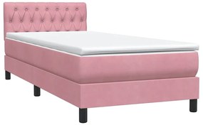 Cama com molas/colchão 100x220 cm veludo Rosa