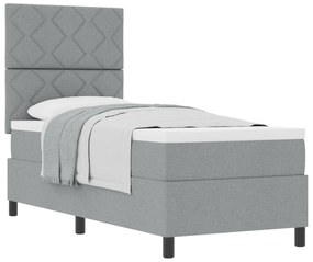 Cama Box Spring com Colchão Cinza Claro 80x200 cm Tecido