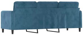 Sofá de 3 lugares 180 cm veludo azul