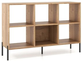 Estante de 3 níveis com prateleiras ajustáveis ​​e armário de exposição aberto - marrom rústico