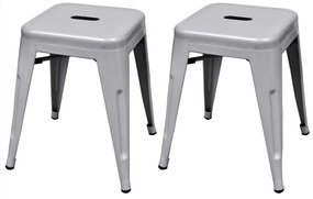 vidaXL Bancos empilháveis 2 pcs metal cinzento