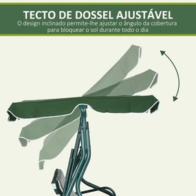 Baloiço de Jardim de 2-3 Lugares com Estrutura de Metal Almofada Toldo