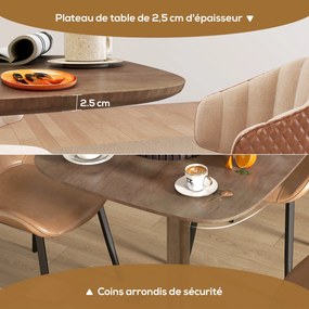 Mesa de jantar para 4 pessoas 70 x 70 cm (CADEIRAS NÃO INCLUIDAS), mesa de cozinha quadrada de estilo moderno com tampo com aspeto de madeira,  castan