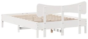 Cama sem colchão 135x190 cm madeira de pinho maciça branco