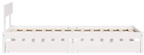 Cama sem colchão 90x200 cm madeira de pinho maciça branco