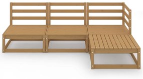 4 pcs conjunto lounge de jardim pinho maciço castanho mel