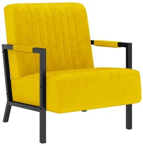 vidaXL Poltrona em veludo amarelo mostarda
