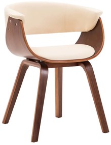 vidaXL Cadeira de jantar madeira curvada e couro artificial cor creme