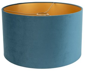 Abajur de Veludo Azul 35/35/20 com Interior Dourado