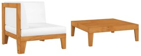 vidaXL 2 pcs conjunto lounge de jardim c/ almofadões acácia maciça