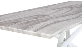 Mesa de jantar extensível efeito de mármore e branco 160/200 x 90 cm MOIRA  Beliani
