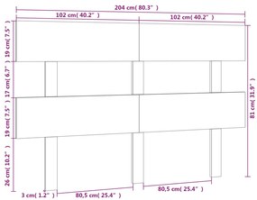 Cabeceira de cama 204x3x81 cm pinho maciço cinzento
