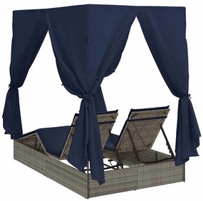 Cama Dupla de Sol Cinzeto Grande Vime &amp; Almofadas de Poliéster