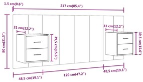 Cabeceira cama + armários madeira processada sonoma cinzento
