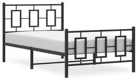 Estrutura de cama com cabeceira e pés 100x190 cm metal preto