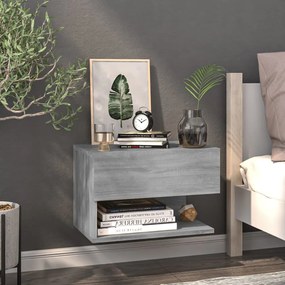 vidaXL Mesa de cabeceira montagem na parede cinzento sonoma