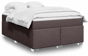 vidaXL Cama com molas/colchão 140x190 cm tecido castanho-escuro