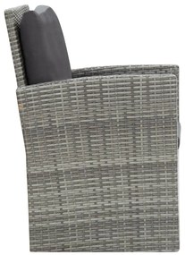 5 pcs conjunto jantar exterior c/ almofadões vime PE cinzento